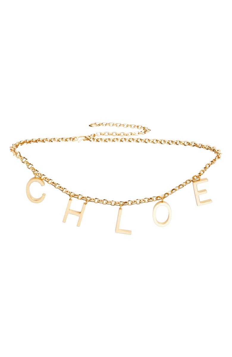 Chloé Logo Chain Belt, Main, color, Vintage Gold