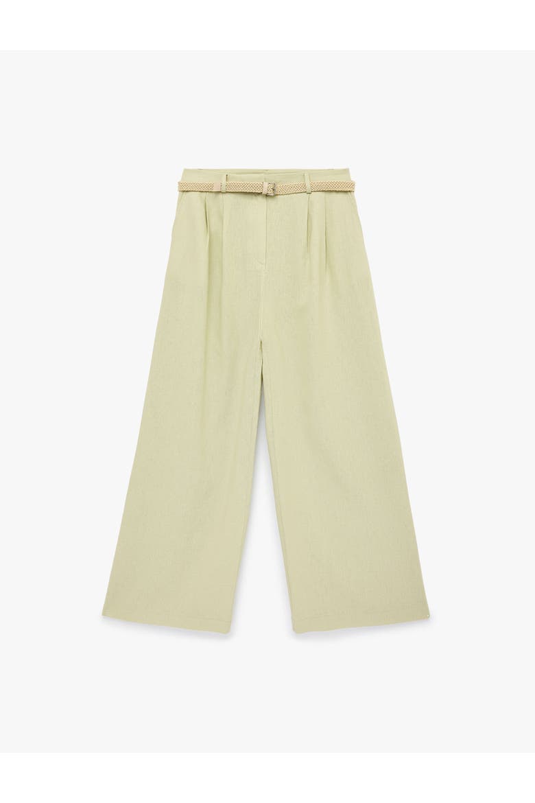 Belted Linen Wide Leg Trousers, Alternate, color, SAGE
