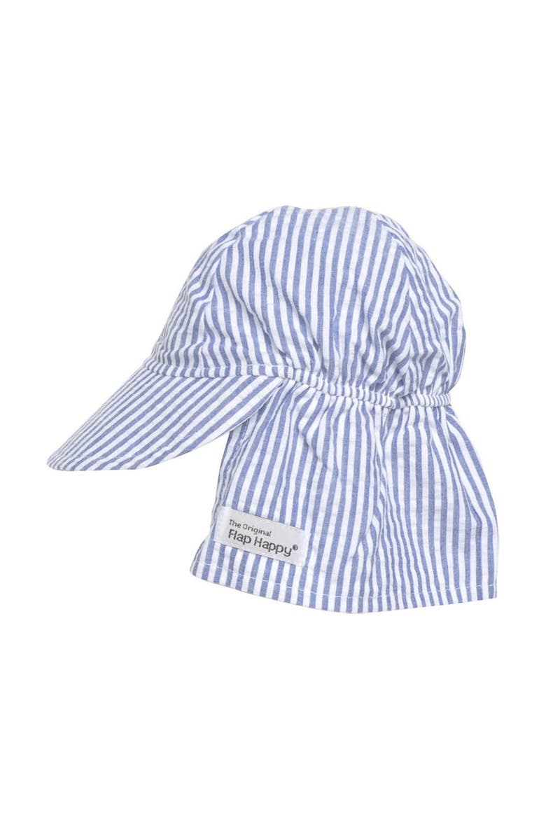 Baby/Toddler UPF 50+ Original Flap Hat - Full Coverage Sun protection Hat, Main, color, Chambray Stripe Seersucker