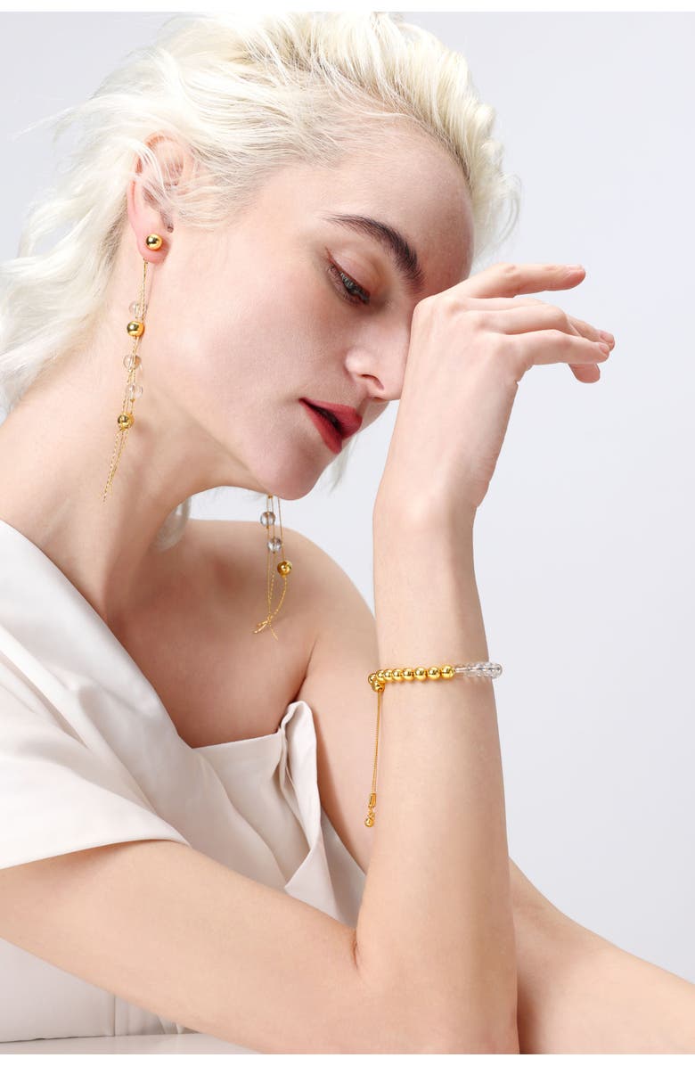 Classicharms FrostLily Clear Crystal and Bead Bolo Bracelet, Alternate, color, Gold