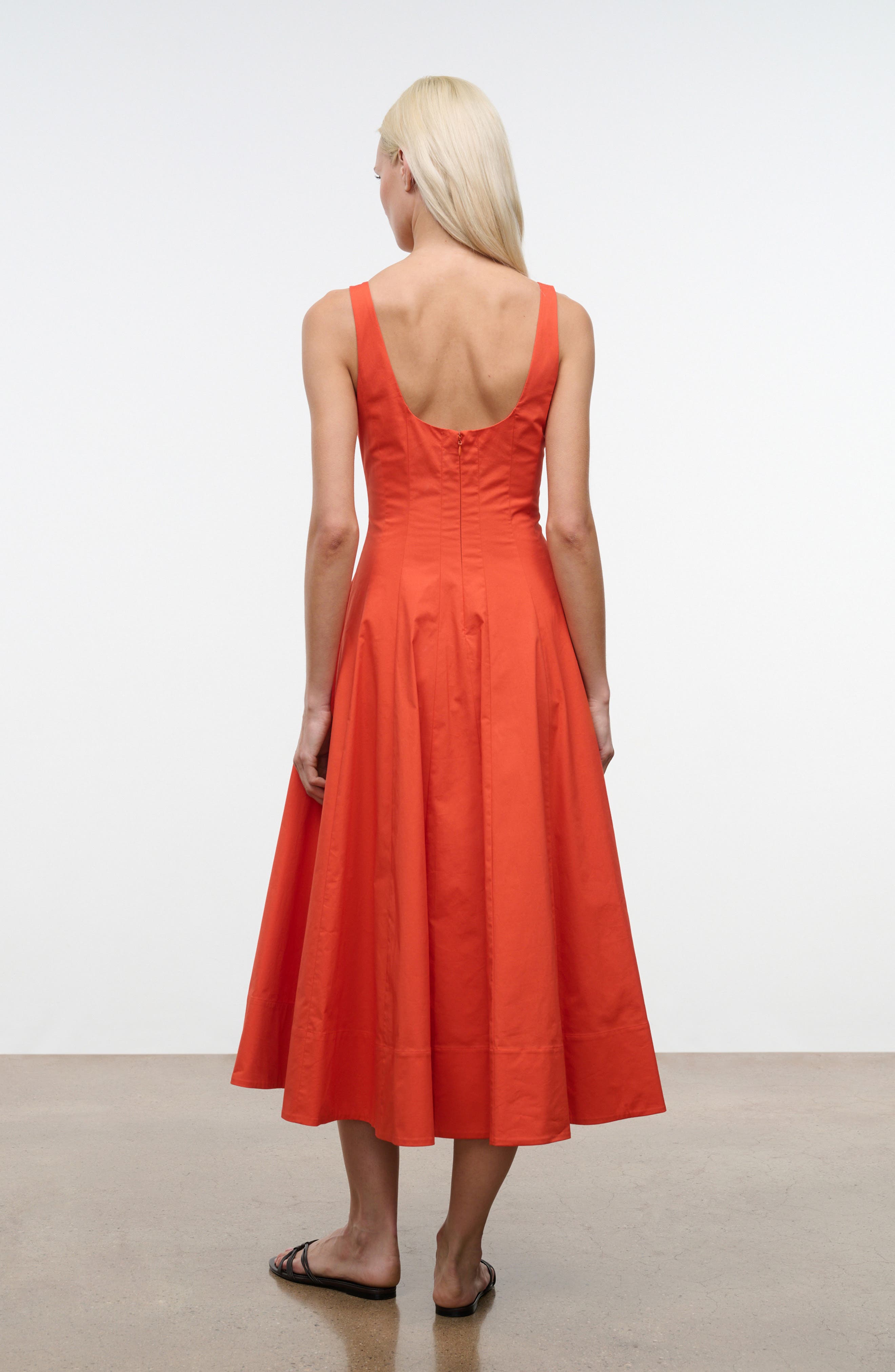 STAUD Wells Floral Stitch A-Line Midi Dress (Women) | Nordstrom