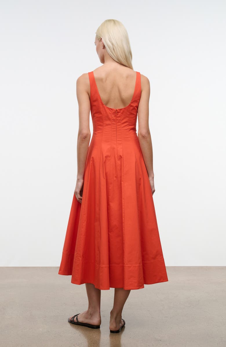 STAUD Wells Floral Stitch A-Line Midi Dress, Alternate, color, Koi