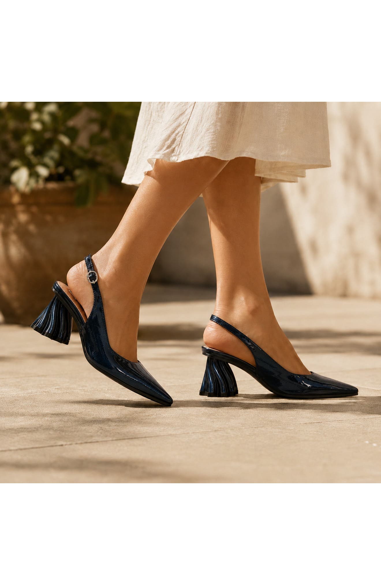 Carla Pointed Toe Slingback Pump, Alternate, color, NAVY