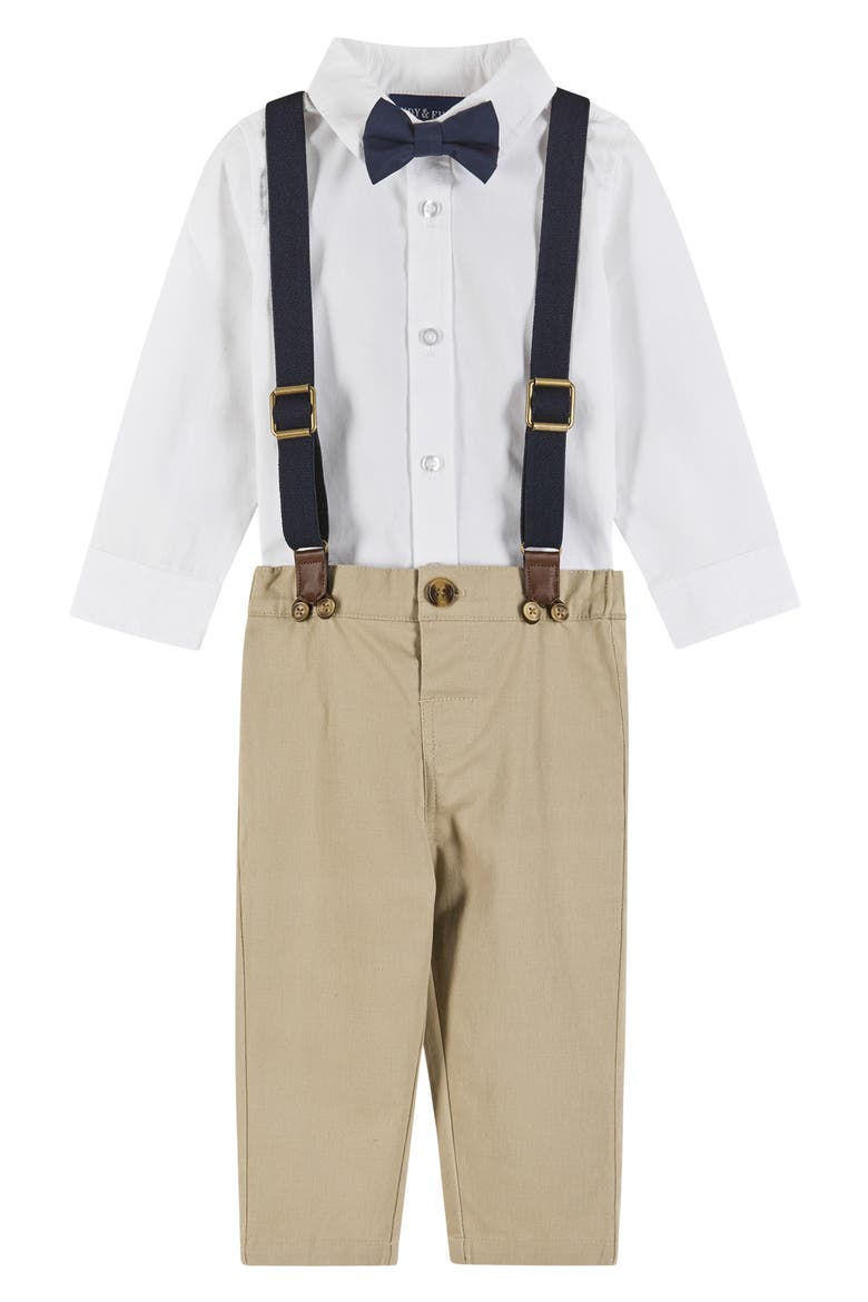 Button-Up Shirt, Suspenders, Pants & Bow Tie Set, Main, color, WHITE