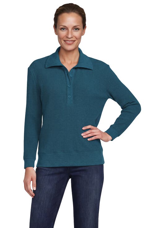 Long Sleeve Waffle Button Up Henley