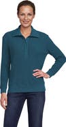 Lands' End Long Sleeve Waffle Button Up Henley