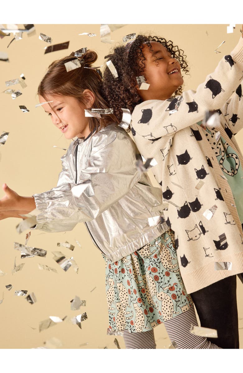 Tea Collection Metallic Bomber Jacket, Alternate, color, Metallic Silver