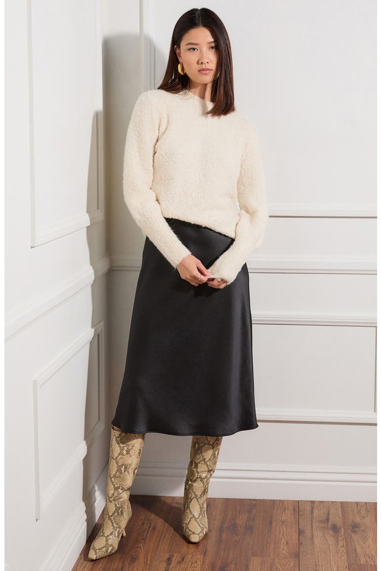 Bouclé Crewneck Sweater, Alternate, color, CREAM