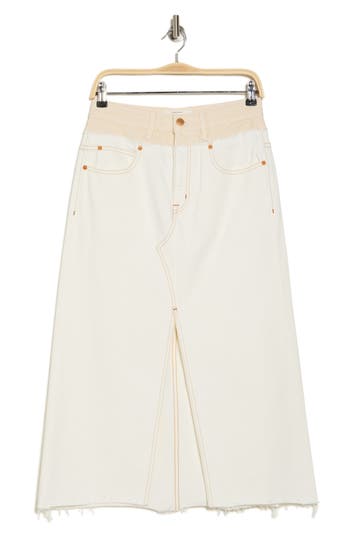 Slvrlake Reworked Double High Waist Denim Skirt In Natural Ecru