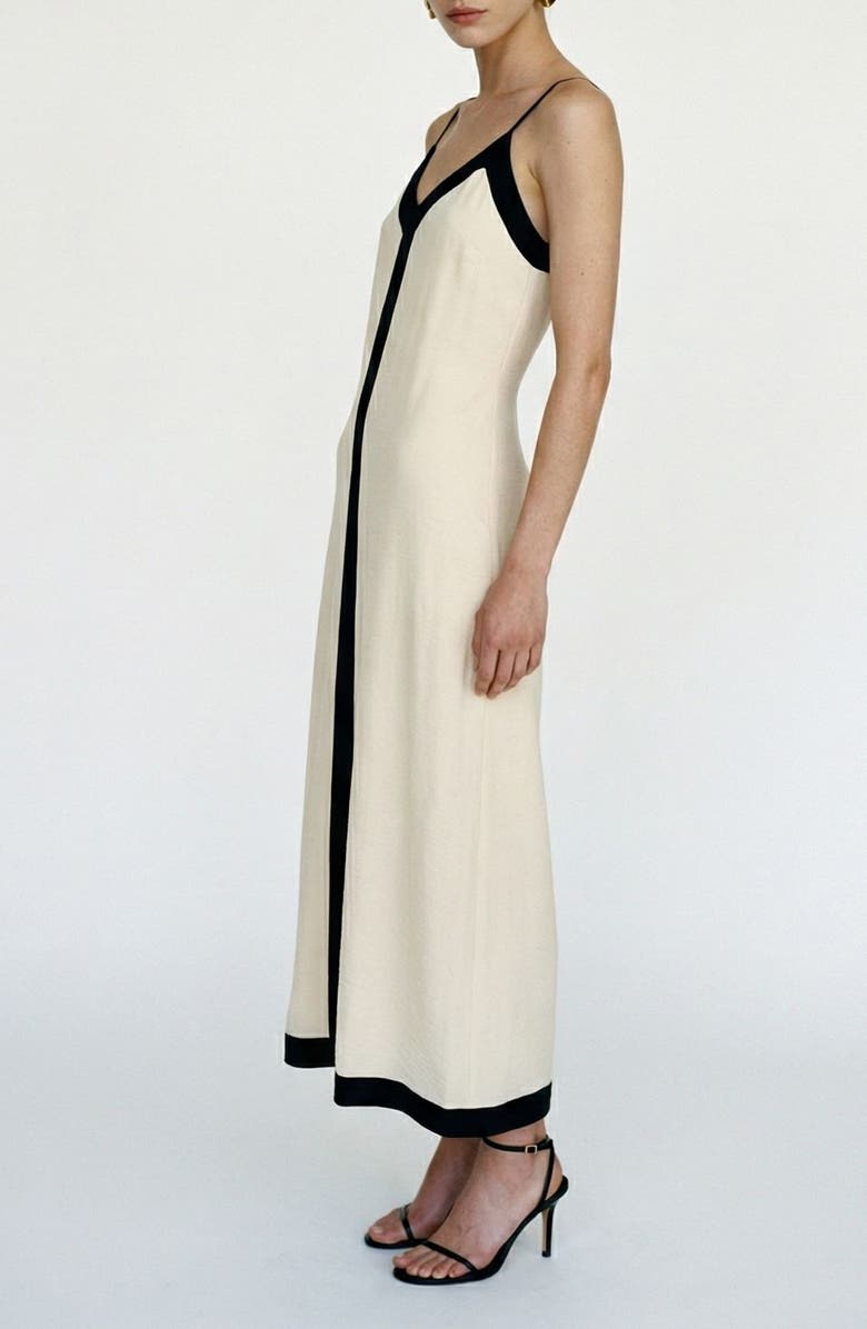 VERO MODA Denise V-Neck Midi Dress, Alternate, color, Birch Detail Black