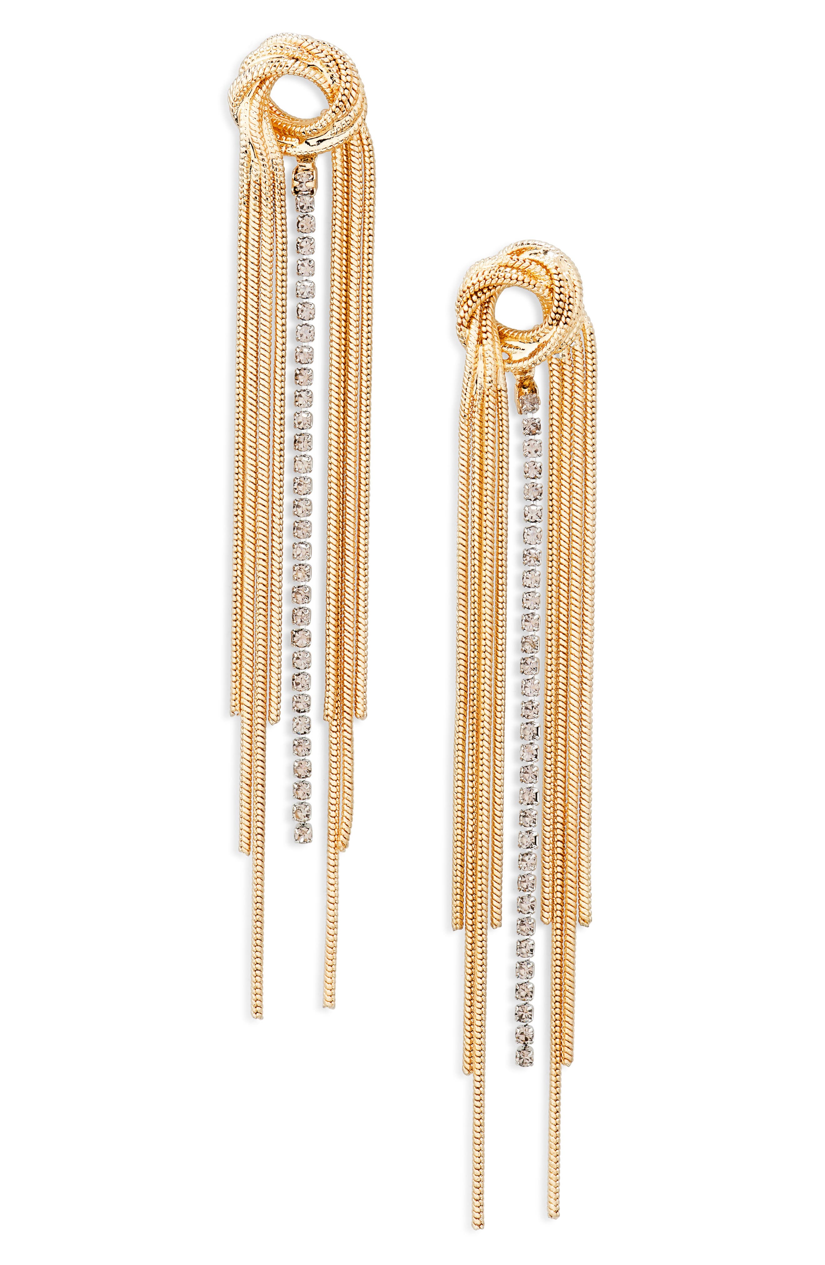 Open Edit Crystal & Chain Drop Earrings (Women) | Nordstromrack