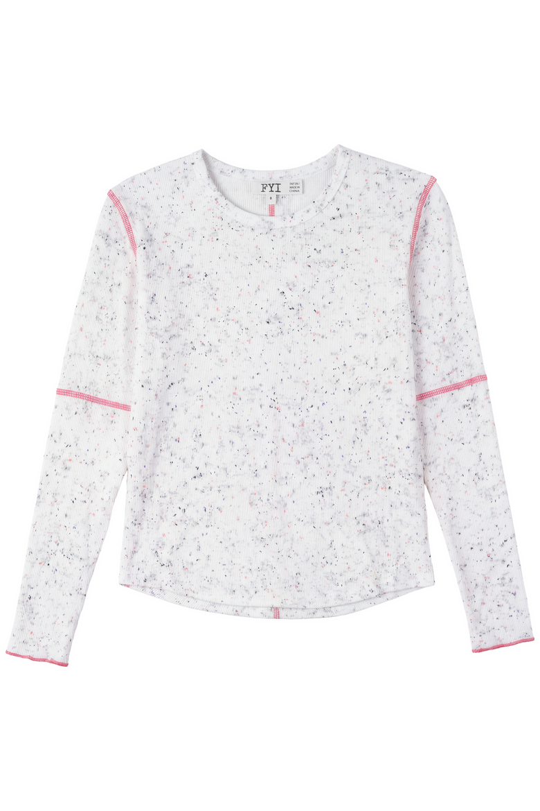 Girls Ribbed Splash Print Long Sleeve Top, Alternate, color, Pink