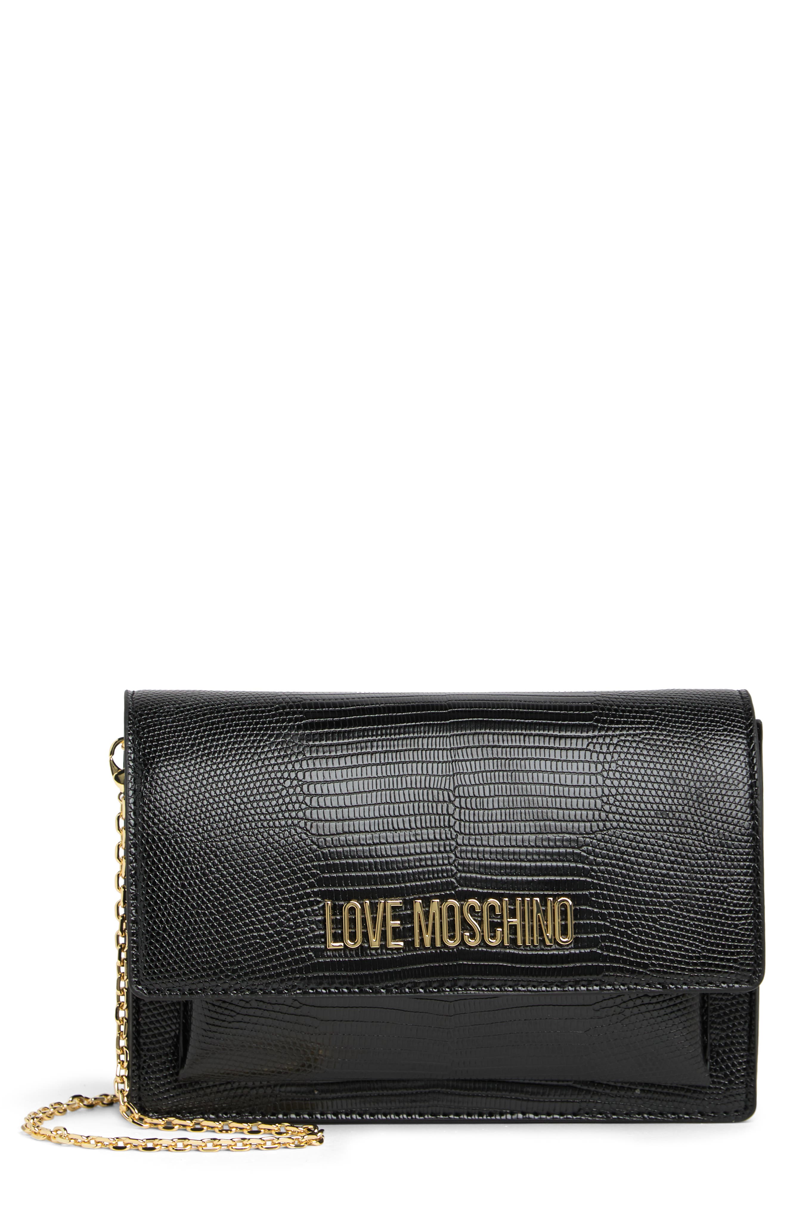 Love Moschino Snake Embossed Crossbody Bag, Main, color, 