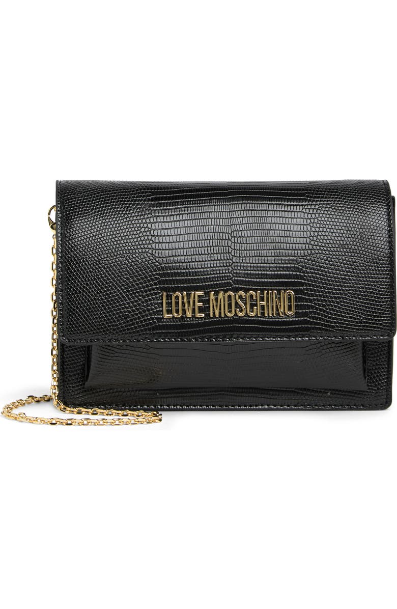 Love Moschino Snake Embossed Crossbody Bag, Main, color,