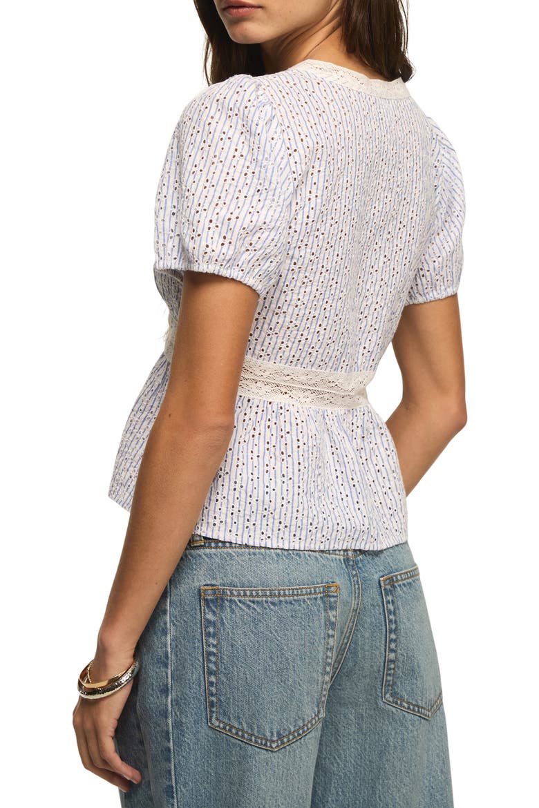 Eyelet Embroidered Babydoll Top, Alternate, color, BLUE STRIPE