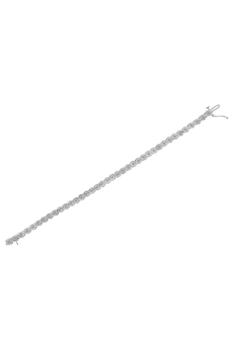 Silver 1 cttw Miracle Set Diamond Spiraling Bezel Link Bracelet, Alternate, color, White