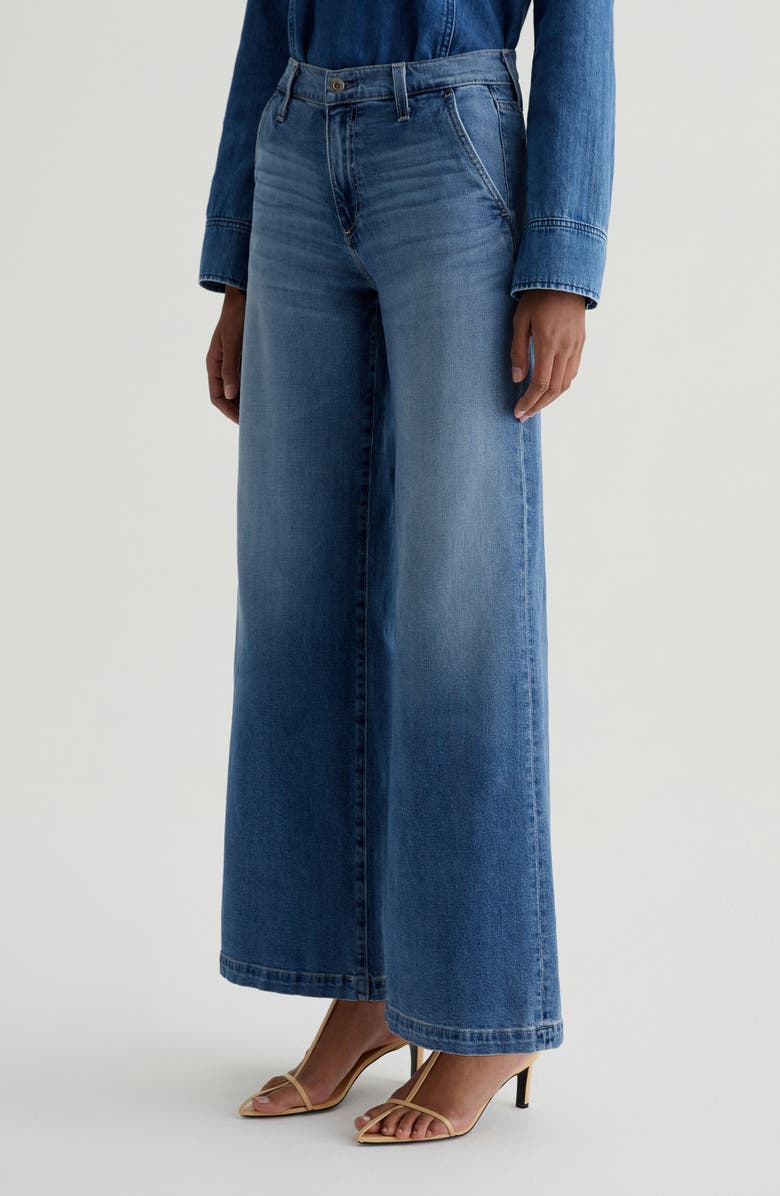 AG Stella Low Slung Palazzo Jeans, Alternate, color, Nautical Mile