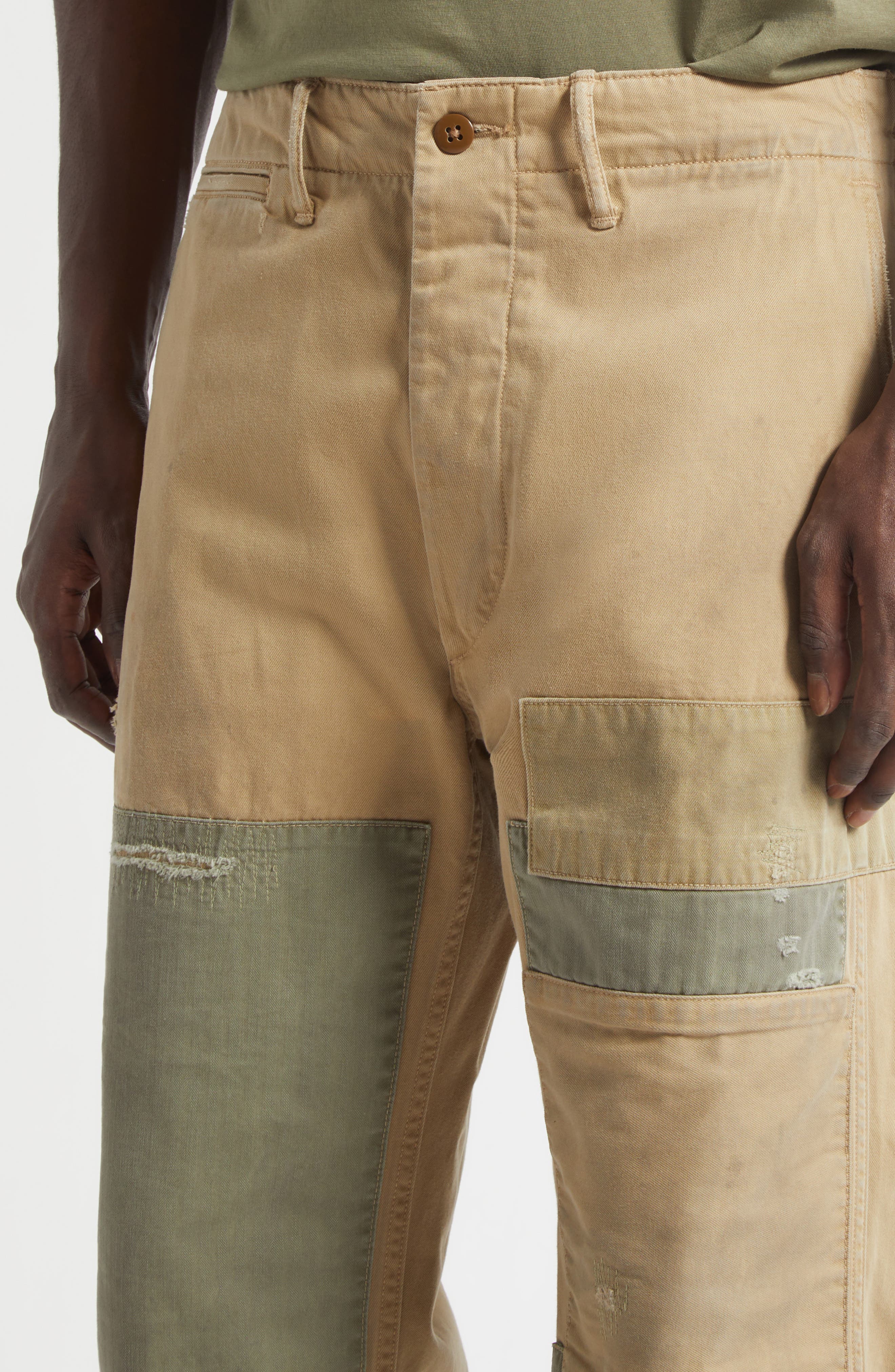 Double RL Flat Front Rip & Repair Cotton Twill Field Chinos (Men