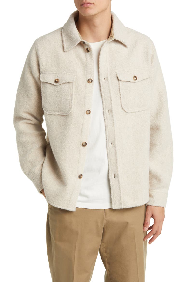 Lennon Bouclé Overshirt, Main, color, IVORY