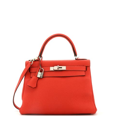 Kelly Handbag Red Clemence with Palladium Hardware 28
