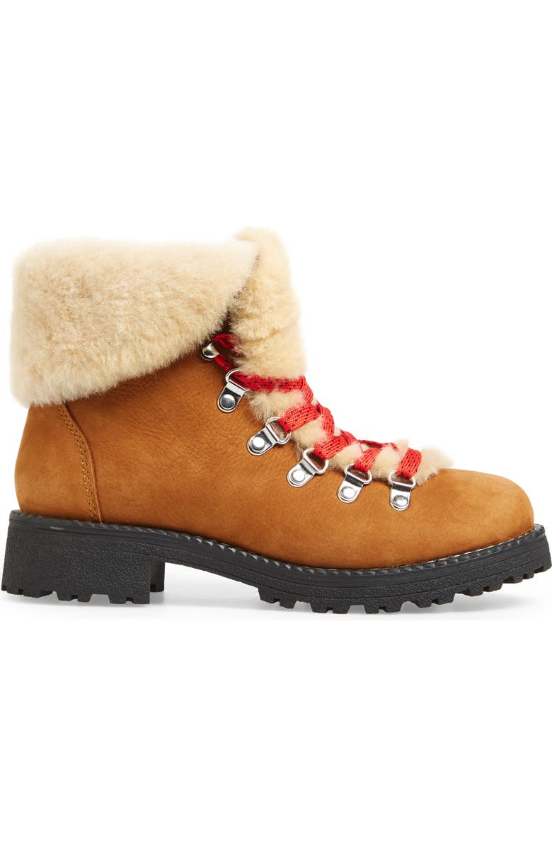 J.Crew Nordic Genuine Shearling Cuff Winter Boot, Alternate, color, Glazed Pecan Leather