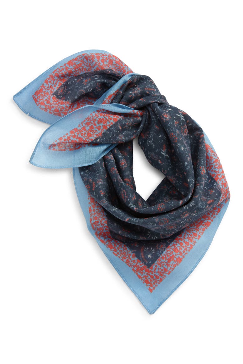 Women's Floral Square Bandana, Main, color, NAVY FLORID FLORAL