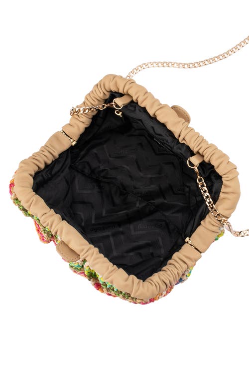 Olga Berg Amalia Pleated Woven Straw Clutch In Multi Natural