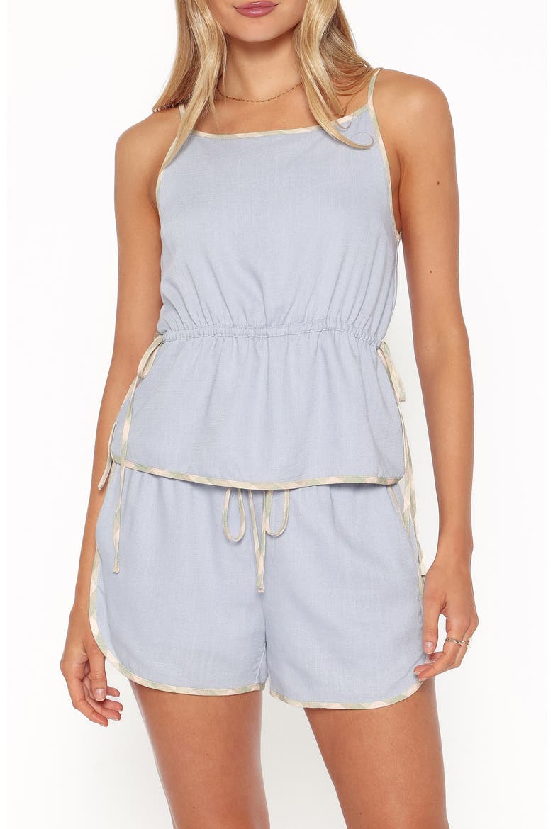 Bettie Camisole Top & Shorts Set, Main, color, LIGHT BLUE LINEN