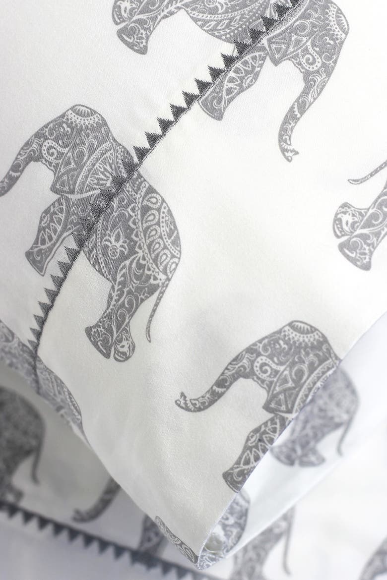 Elephant Print 400 Thread Count Cotton Sheet Set, Alternate, color, GREY