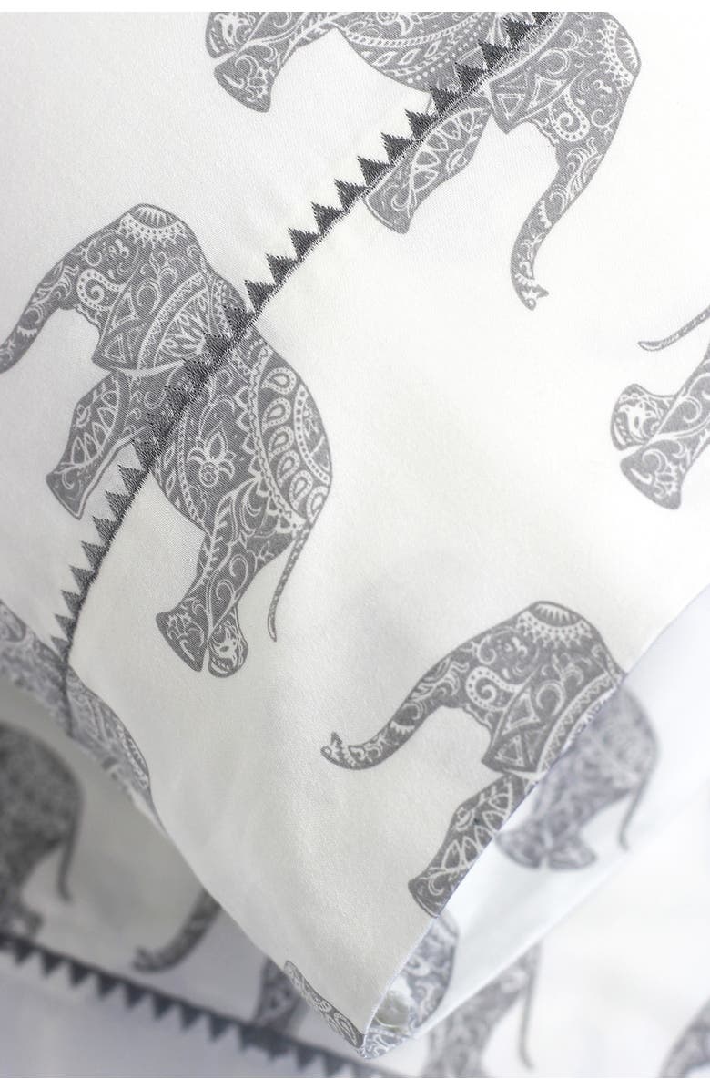 MELANGE HOME Elephant Print 400 Thread Count Cotton Sheet Set, Alternate, color, Grey