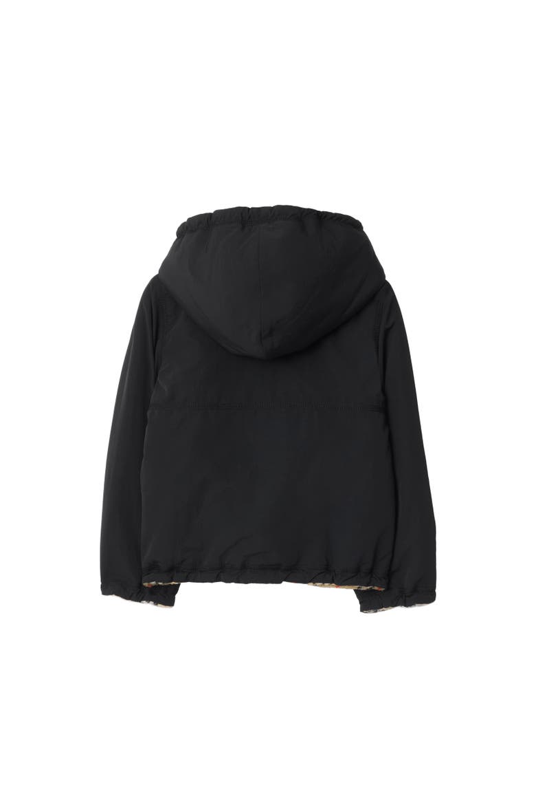 Reversible Check Fleece Hooded Jacket, Alternate, color, Black