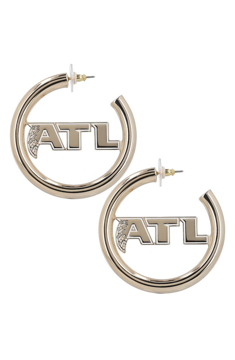 BaubleBar Women's Gold Atlanta Falcons Team Hoop Earrings, Main, color, 