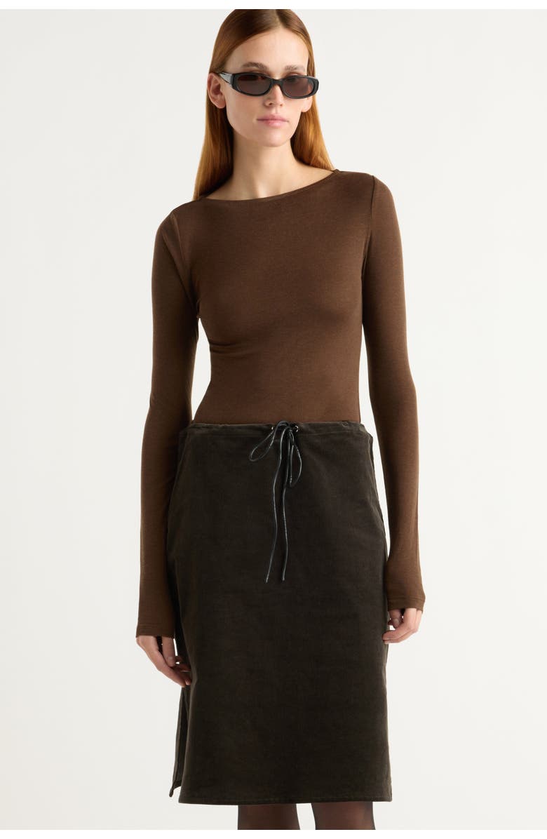 Modern Citizen Bellamy Corduroy Tie-Waist Skirt, Alternate, color, Dark Brown
