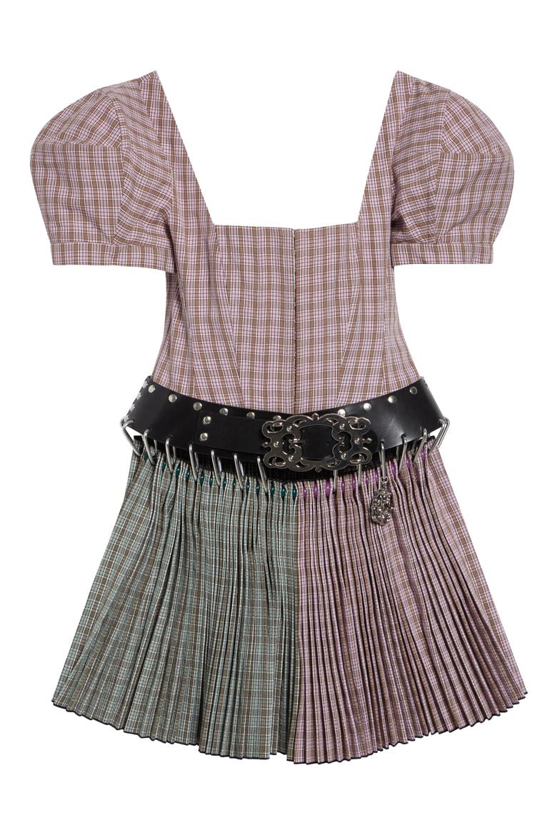 Carly Tartan Carabiner Minidress, Alternate, color, PINK AND GREEN