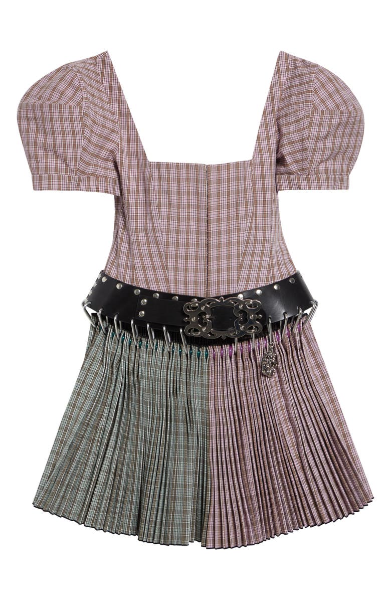 Chopova Lowena Carly Tartan Carabiner Minidress, Alternate, color, Pink And Green