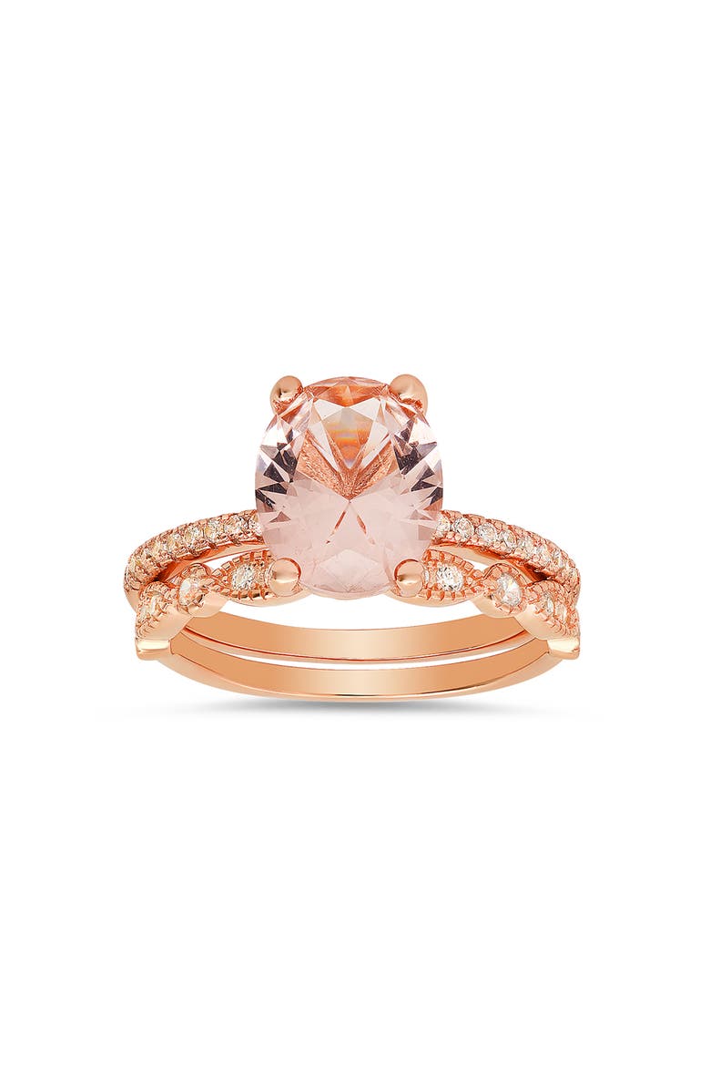 Sterling Silver 2-Piece CZ Ring Set, Main, color, ROSE GOLD
