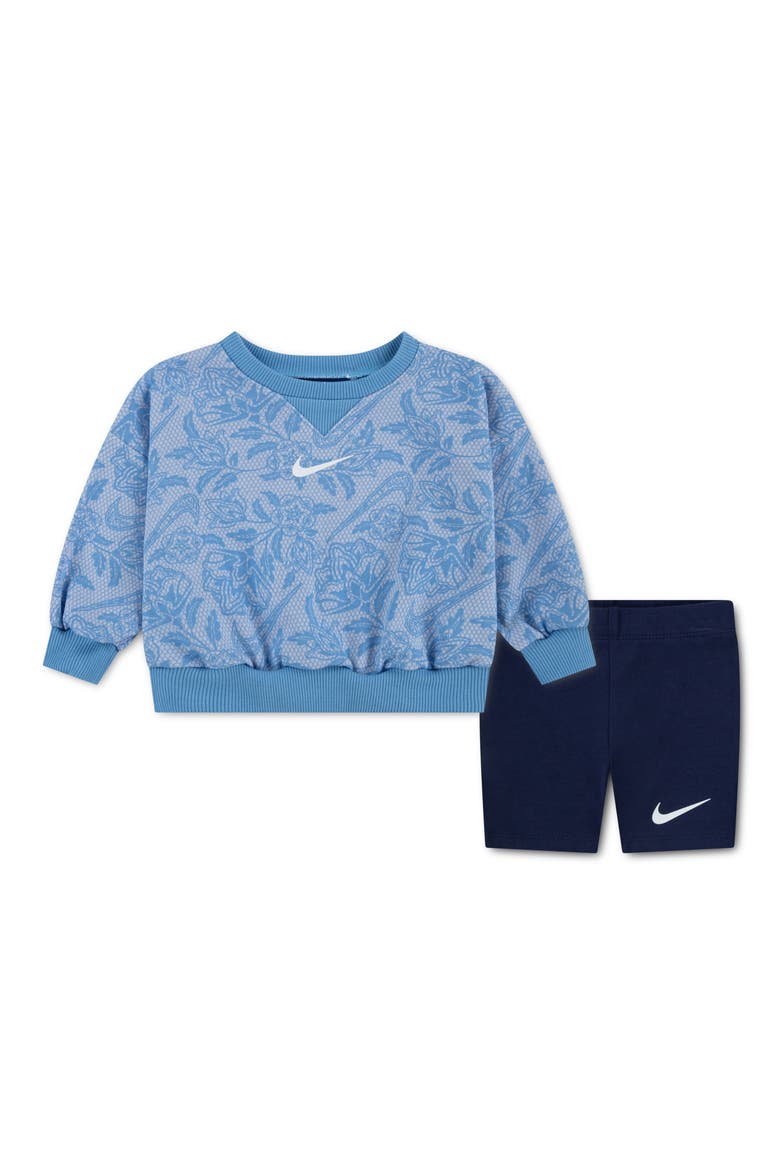 Lace It Up Sweatshirt & Shorts Set, Main, color, MIDNIGHT NAVY