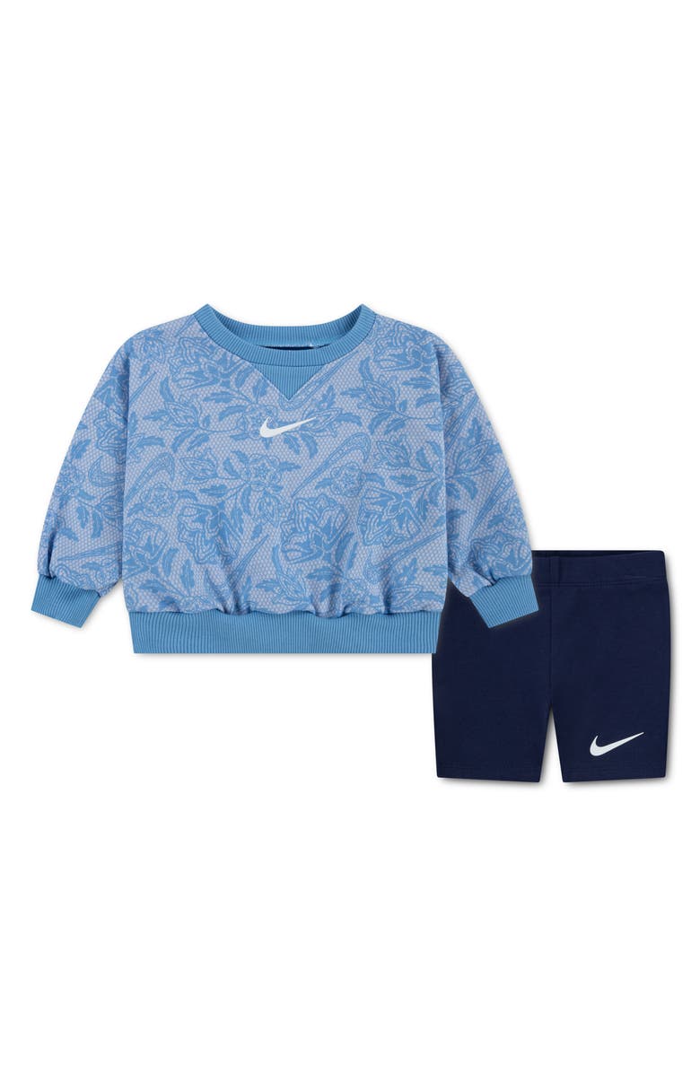 Nike Lace It Up Sweatshirt & Shorts Set, Main, color, Midnight Navy