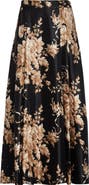 Dolce&Gabbana Rose Print Silk Satin A-Line Skirt