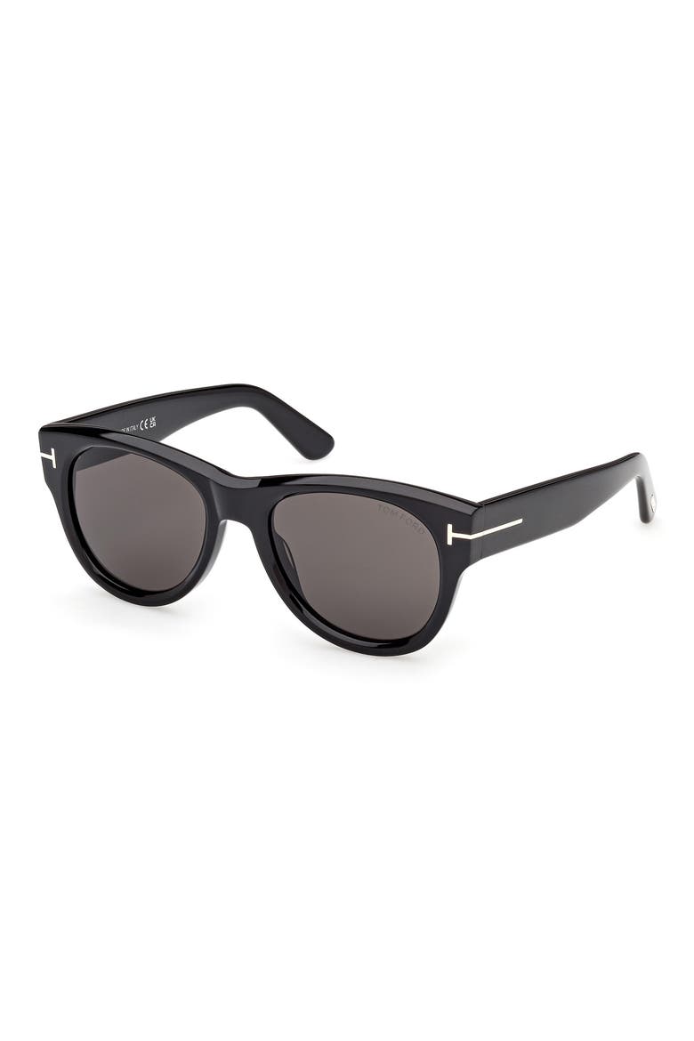 52mm Round Photochromic Sunglasses, Alternate, color, SHINY BLACK / SMOKE