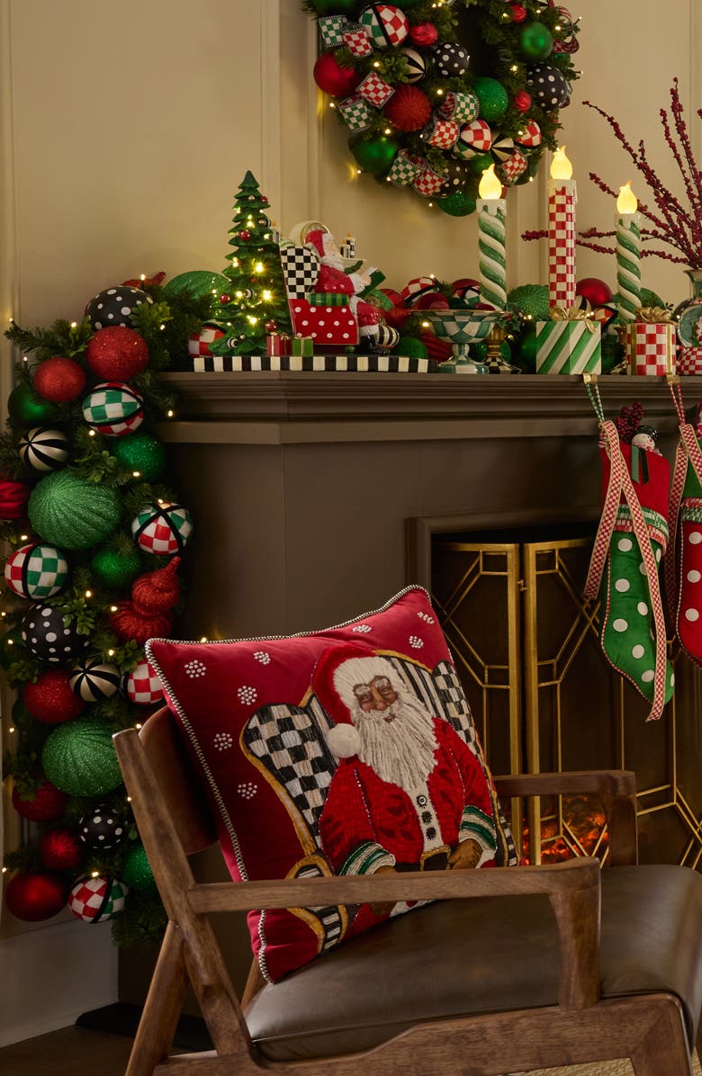 MACKENZIE CHILDS Check It Out Illuminated Holiday Garland, Alternate, color, Green