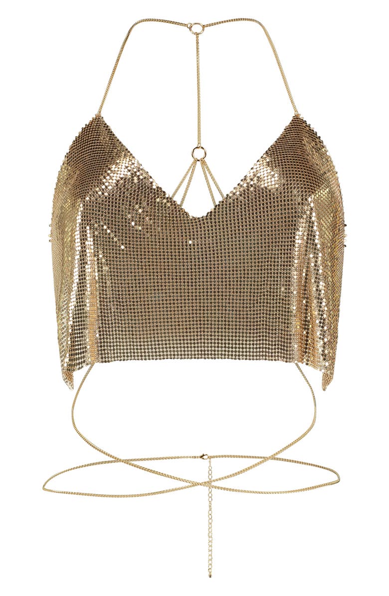 Hunkemöller Golden Metal Mesh Bralette & Body Chain, Main, color,