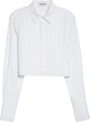 MONSE Crop Stretch Poplin Tuxedo Shirt