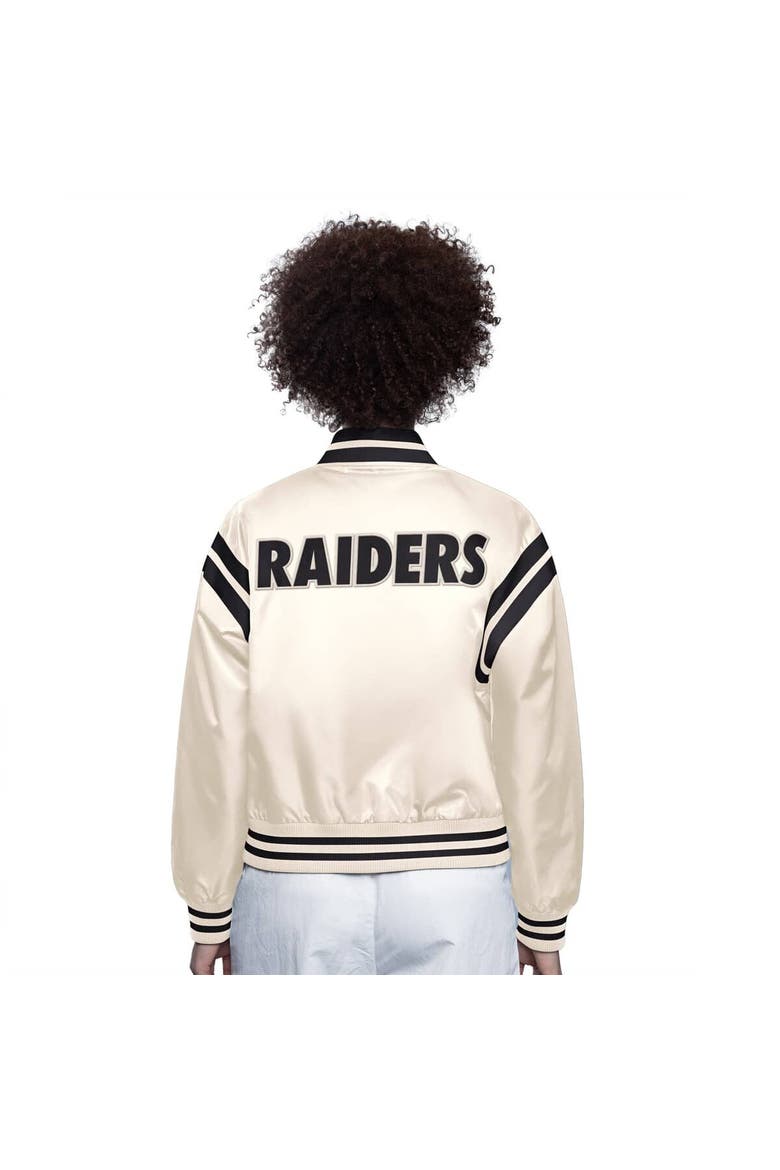 Women's Starter  Cream Oakland Raiders Gridiron Classics Full Count Full-Snap Satin Jacket, Alternate, color, Cream