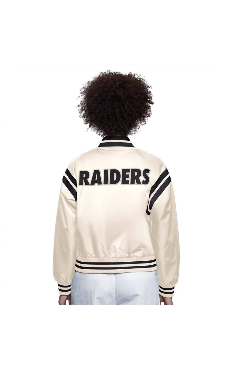 STARTER Women's Starter Cream Oakland Raiders Gridiron Classics Full Count Full-Snap Satin Jacket, Alternate, color, Cream
