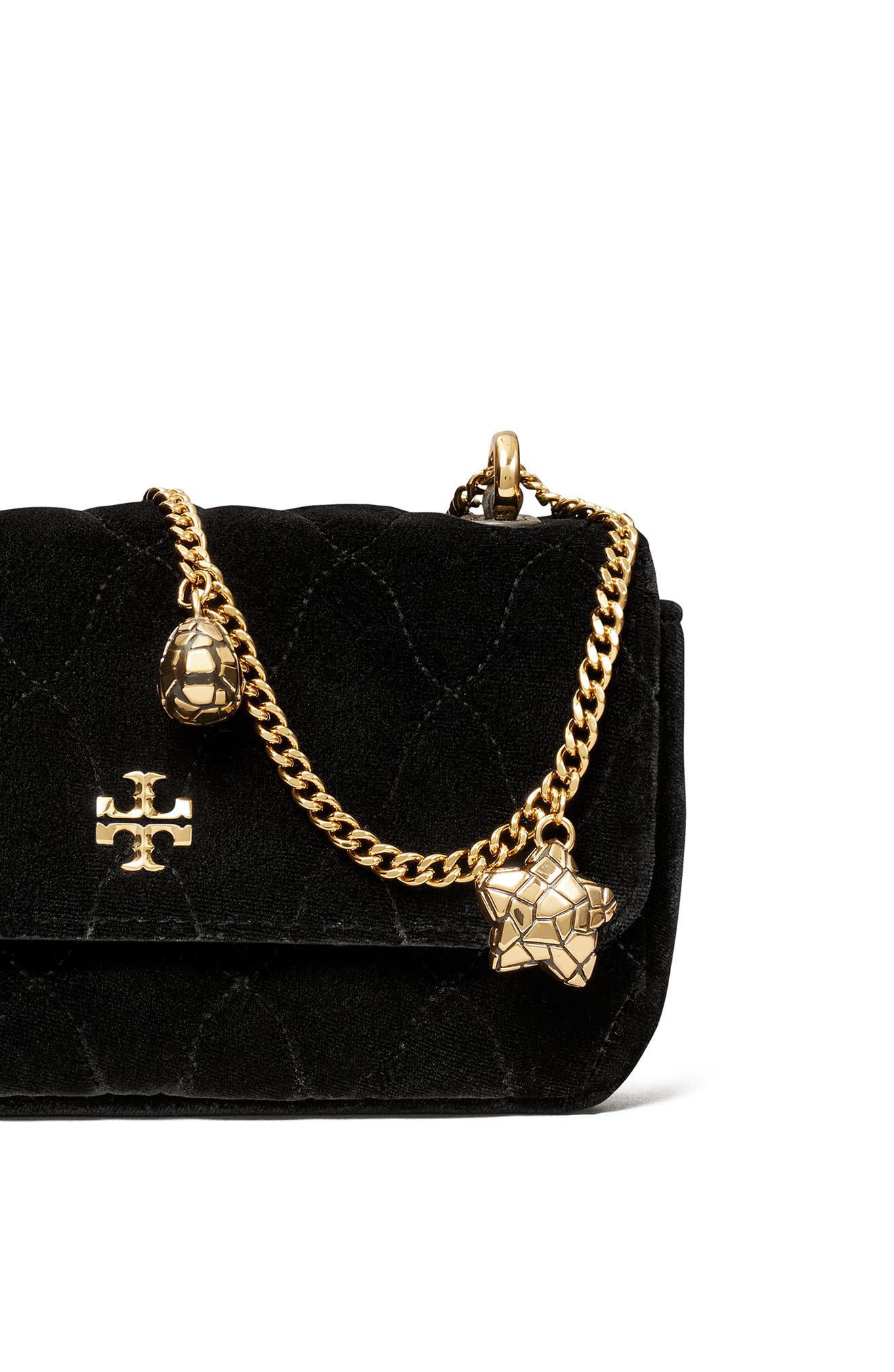 Tory Burch Mini Kira Quilted Velvet Crossbody Bag, Alternate, color, 