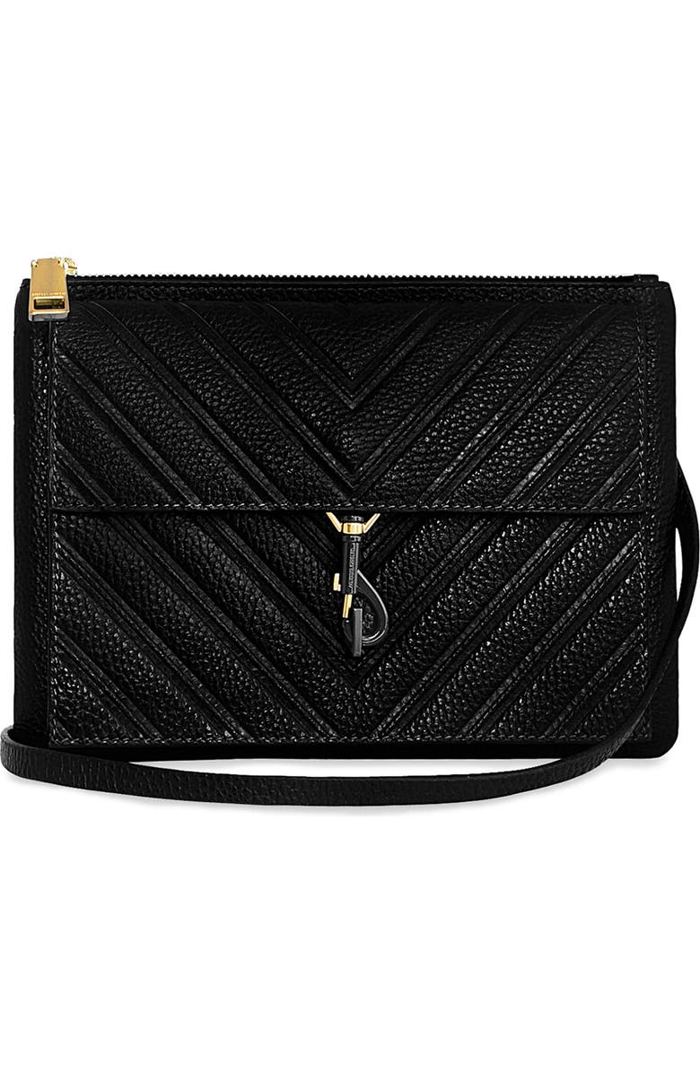Rebecca Minkoff Edie Chevron Embossed Leather Top Zip Crossbody Bag, Main, color,