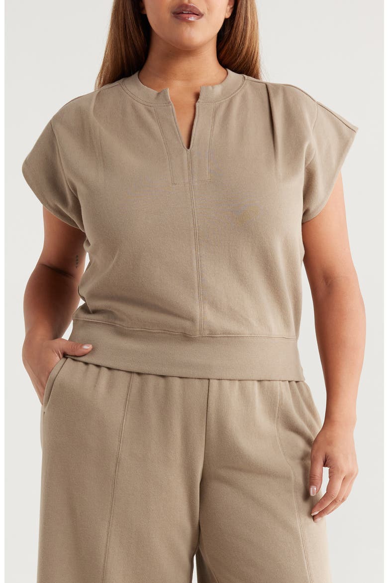 Extended Shoulder Notch Neck Top, Main, color, POND GREEN