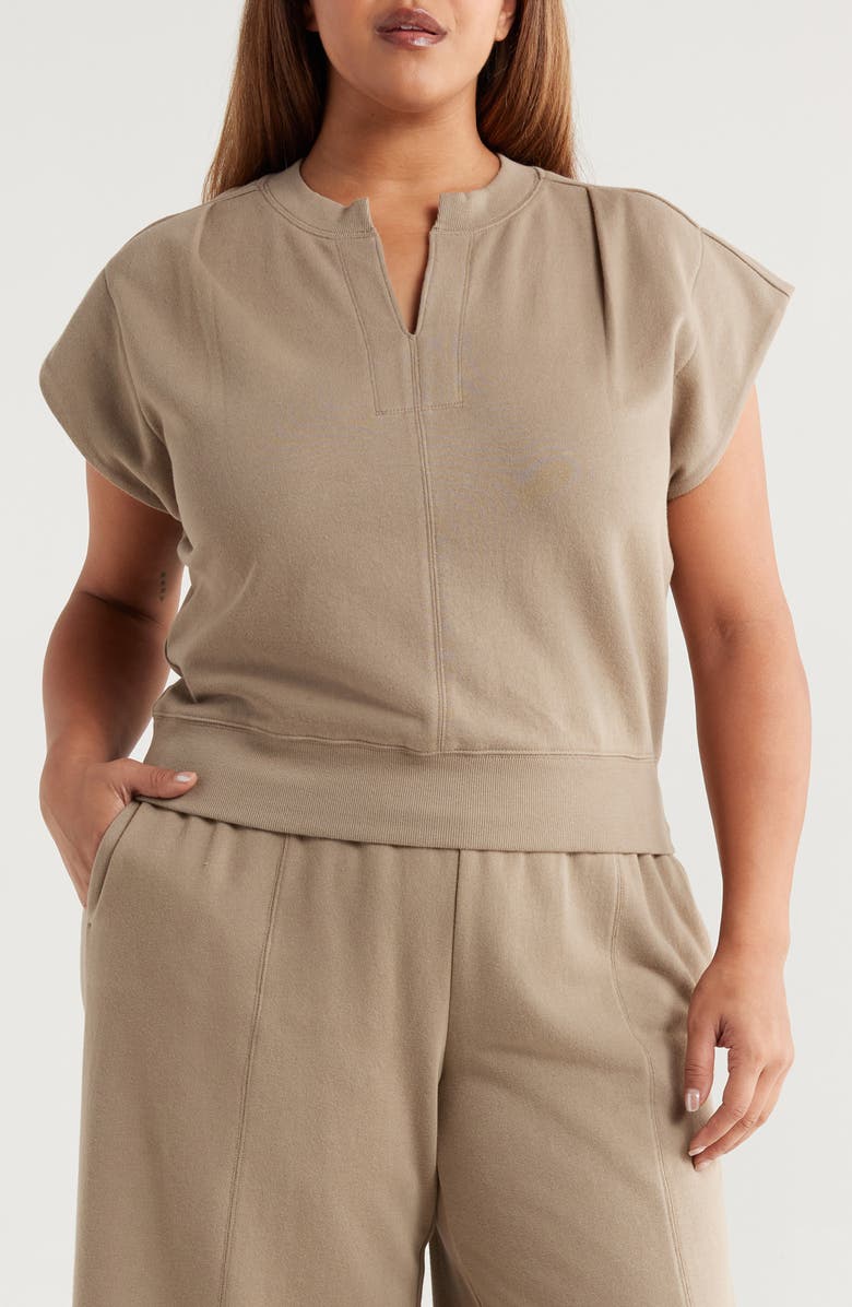 Wit & Wisdom Extended Shoulder Notch Neck Top, Main, color, Pond Green