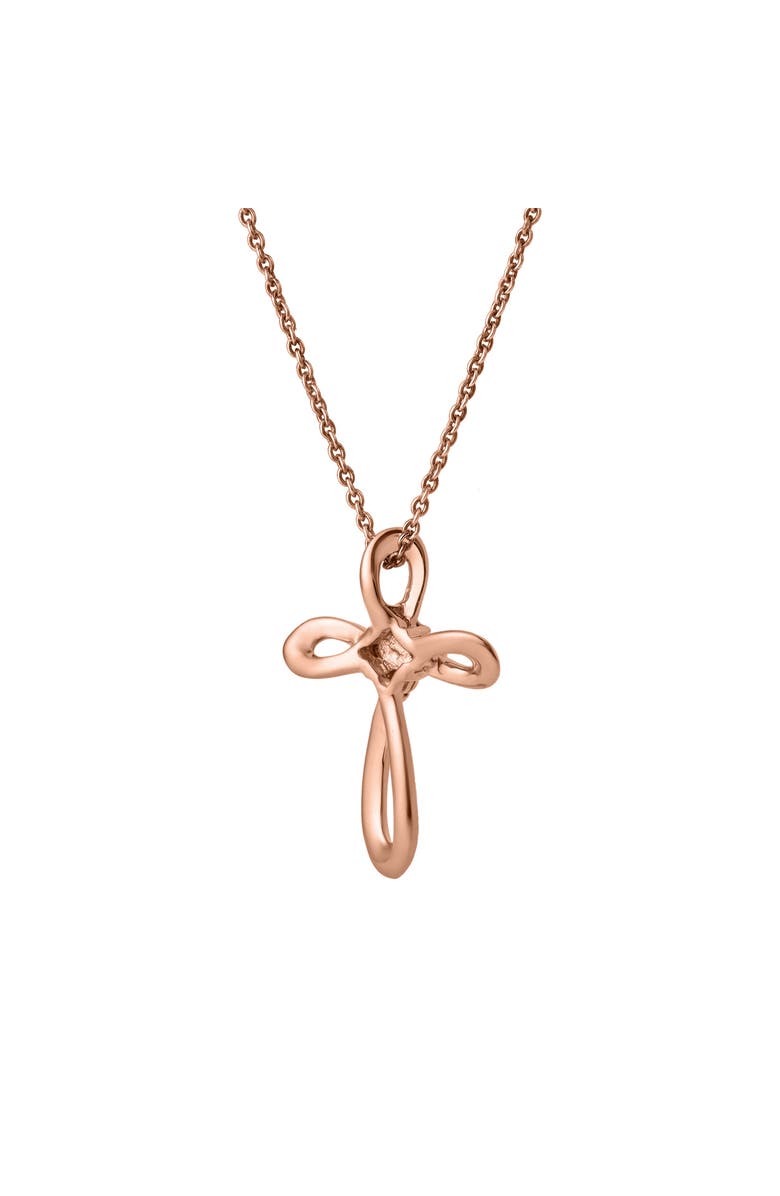 LuvMyJewelry Lightbound 0.02 Cts Natural Diamond Cross 14K Gold Pendant, Alternate, color, 14K Rose Gold
